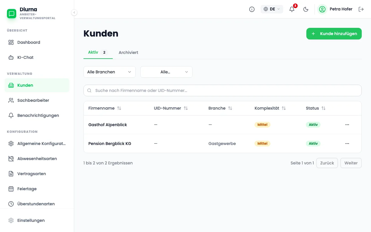 Kundenbetrieb anlegen