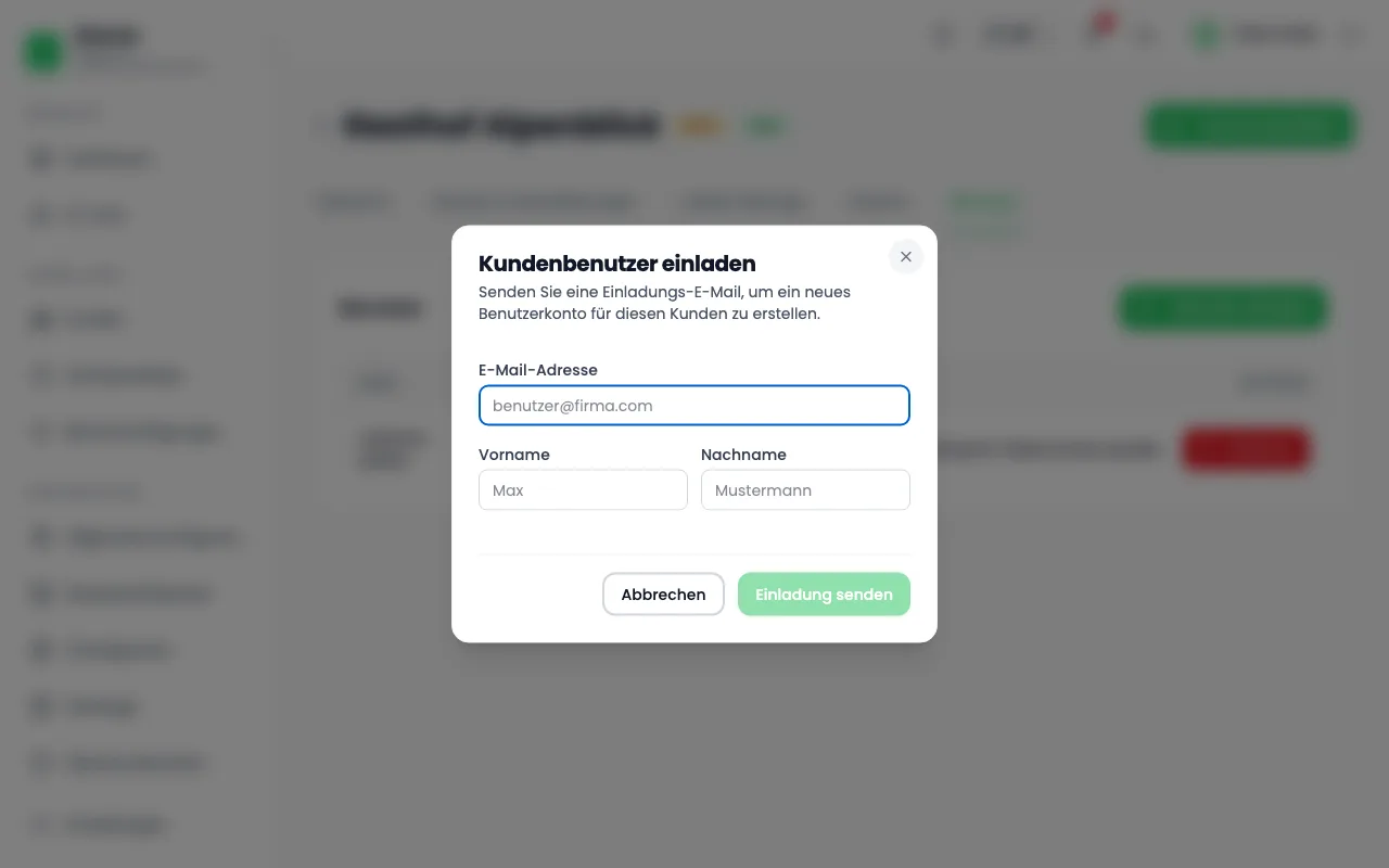 Betriebsleitung einladen