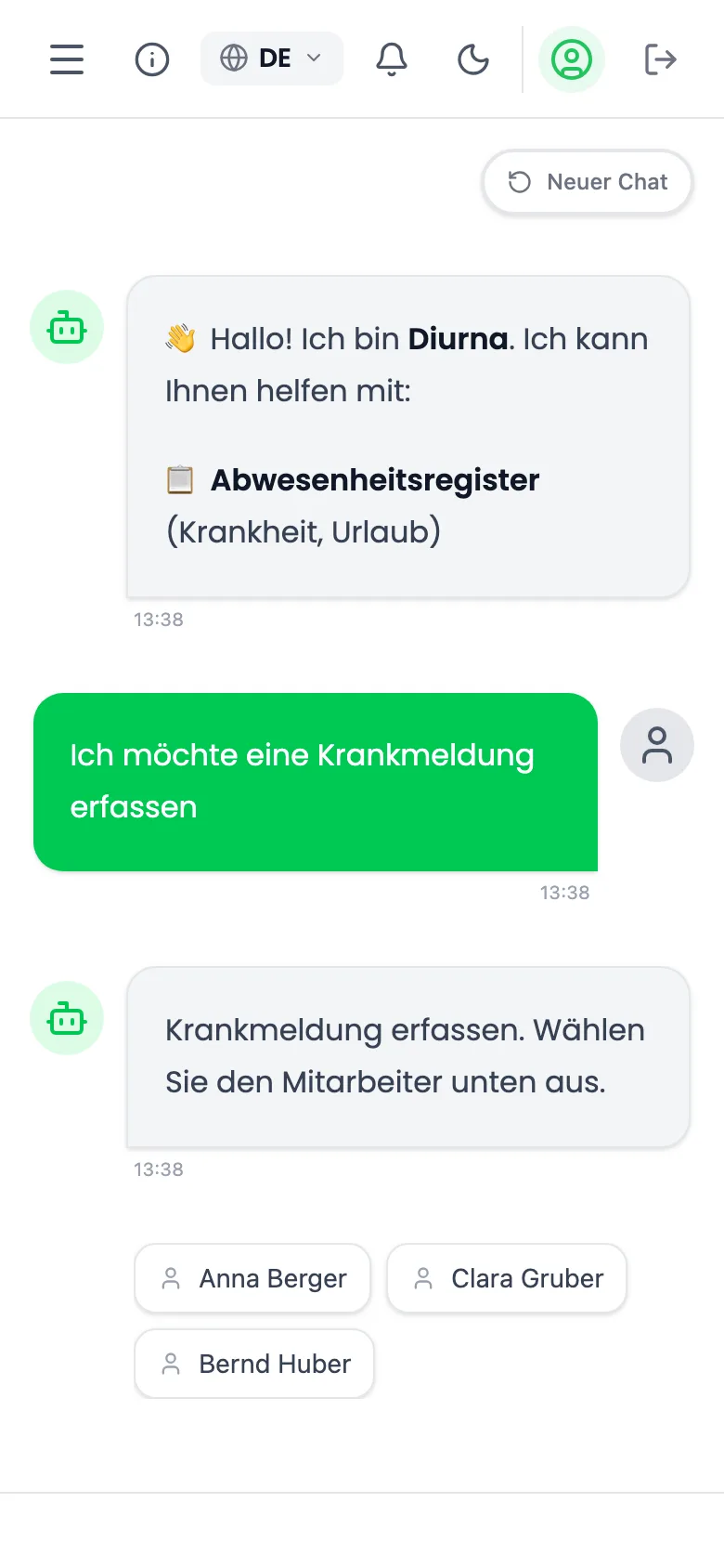 Eine Abweichung im Chat melden