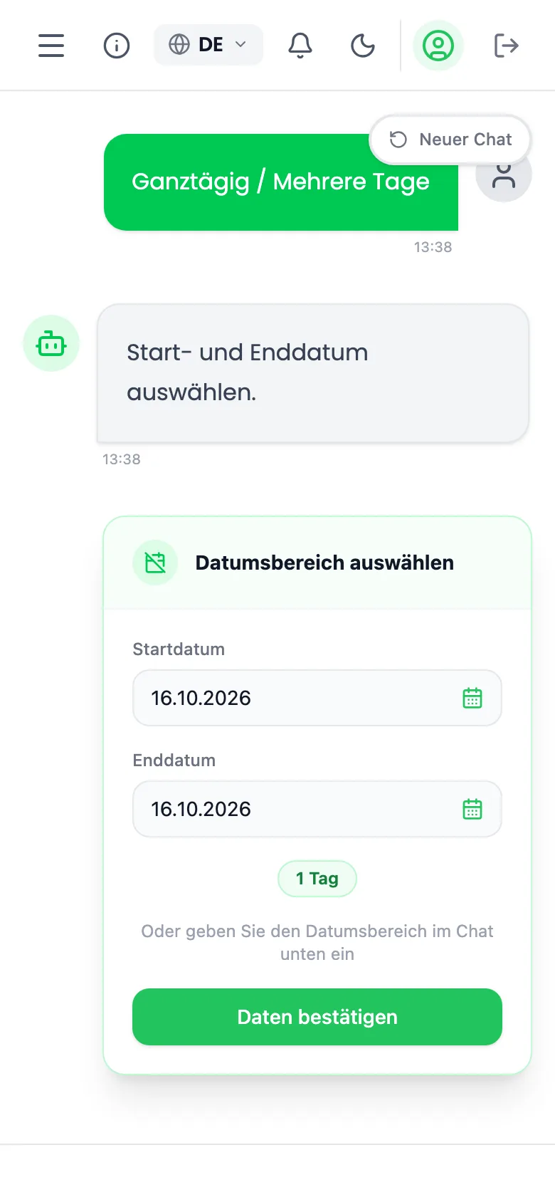 Eine Abweichung im Chat melden