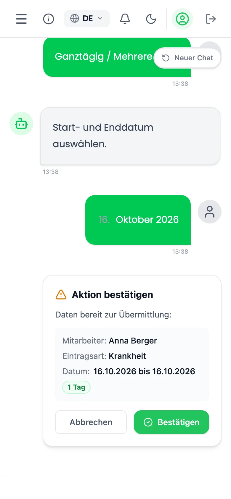 Eine Abweichung im Chat melden