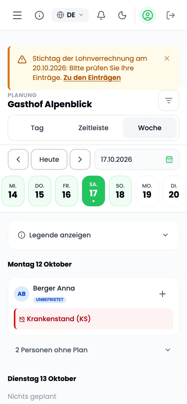 Dienste planen
