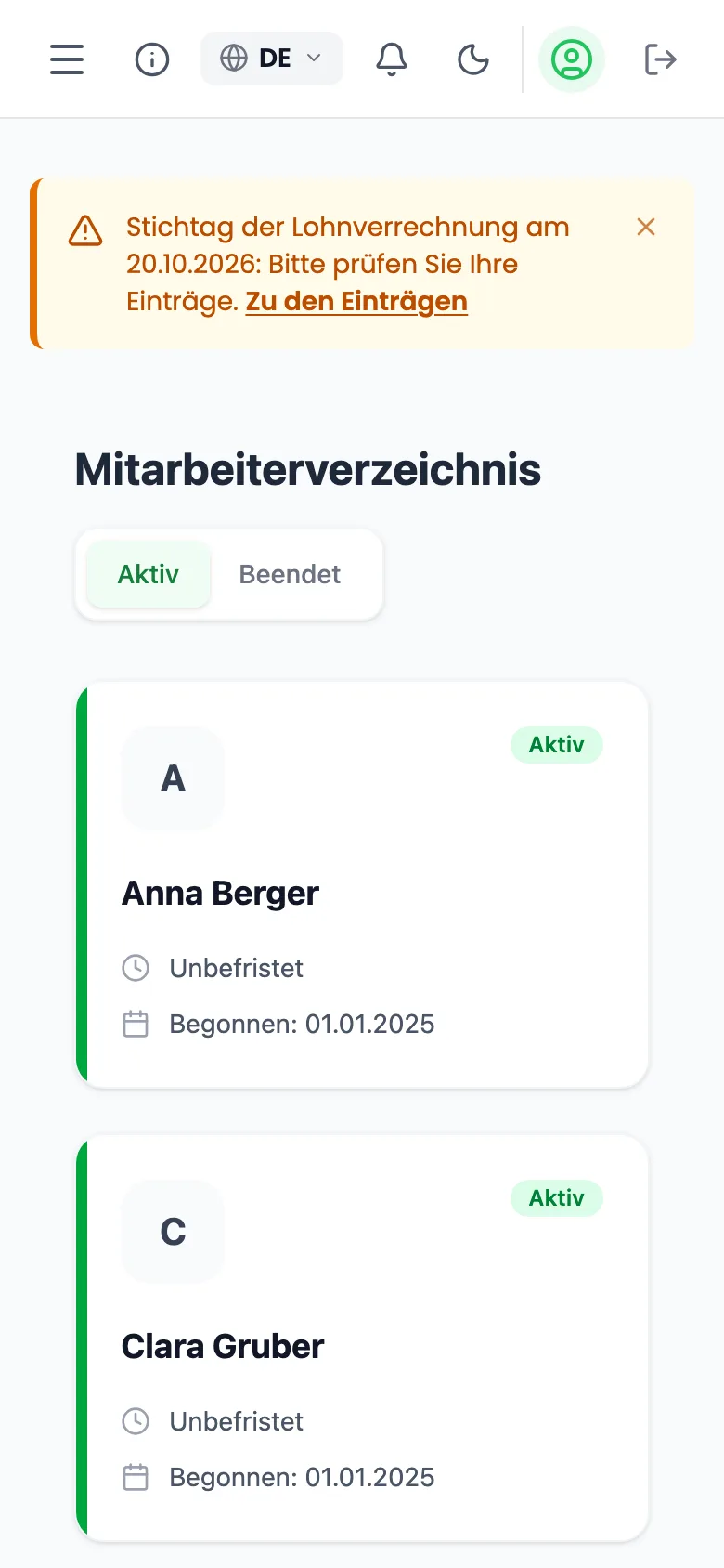 Beschäftigte ansehen