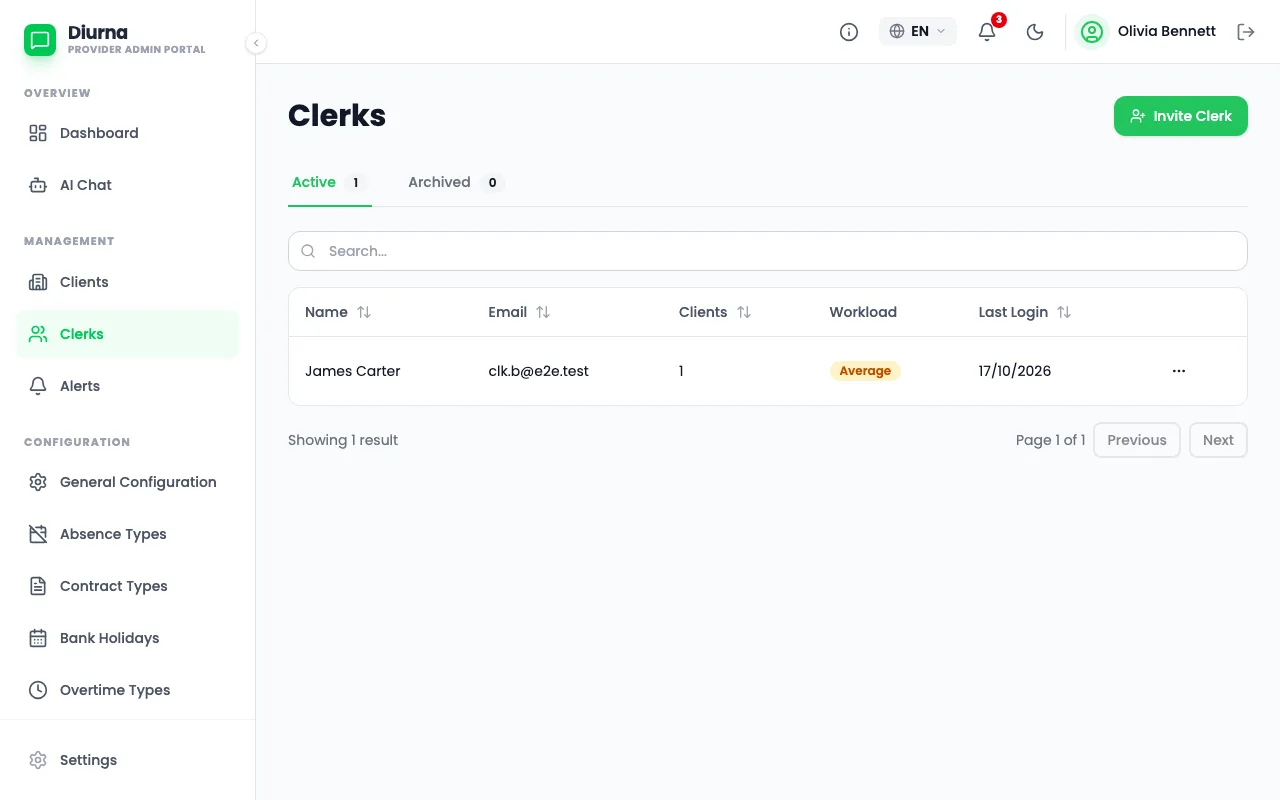 Invite clerks