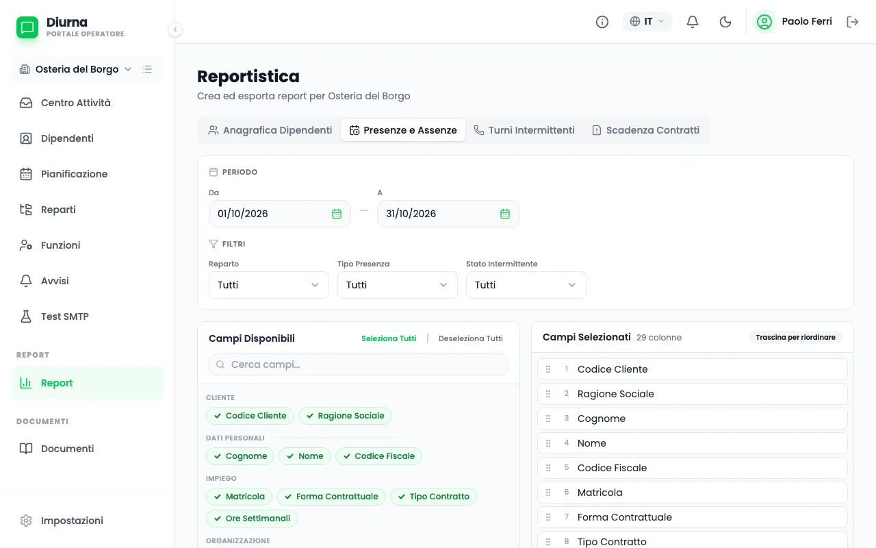 Report e consegna alle paghe