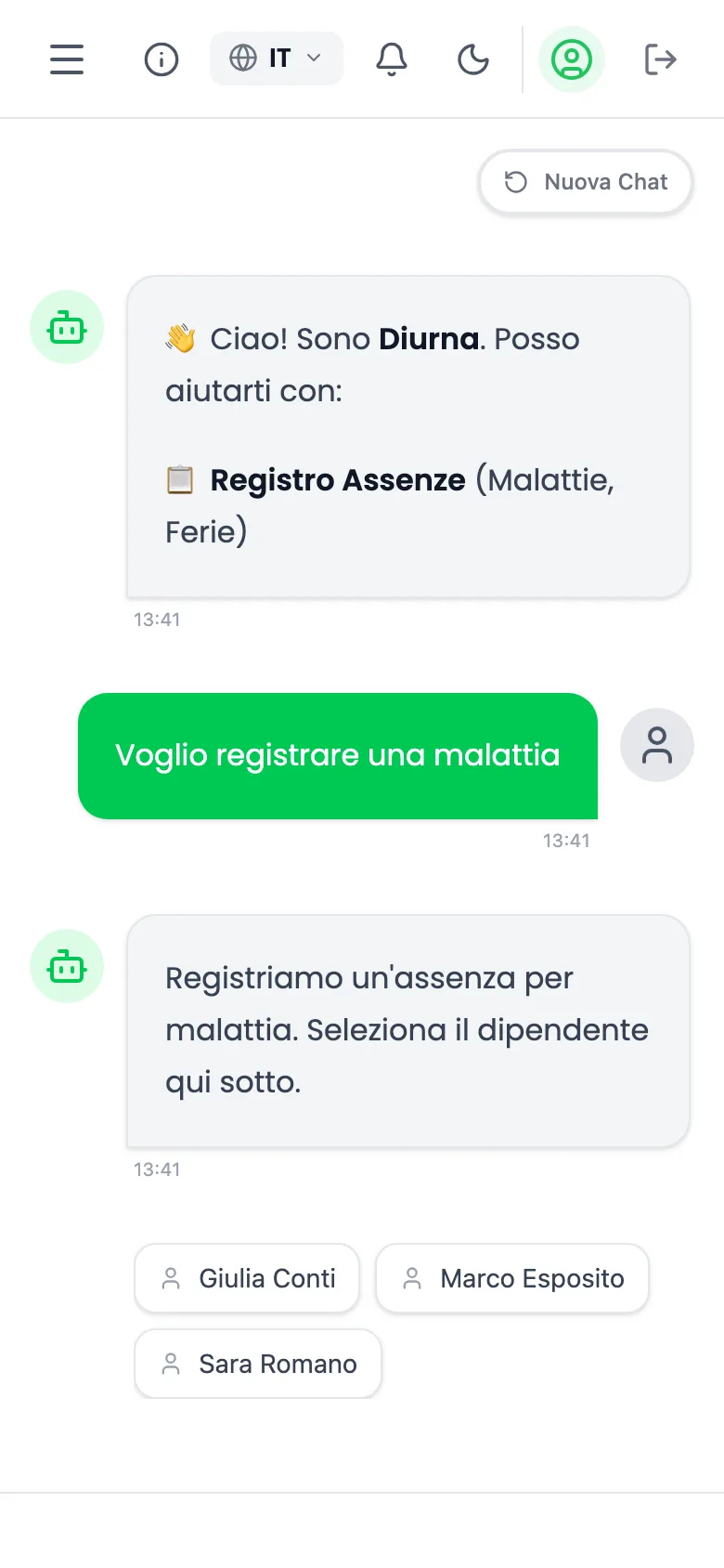 Segnalare un'assenza o uno straordinario