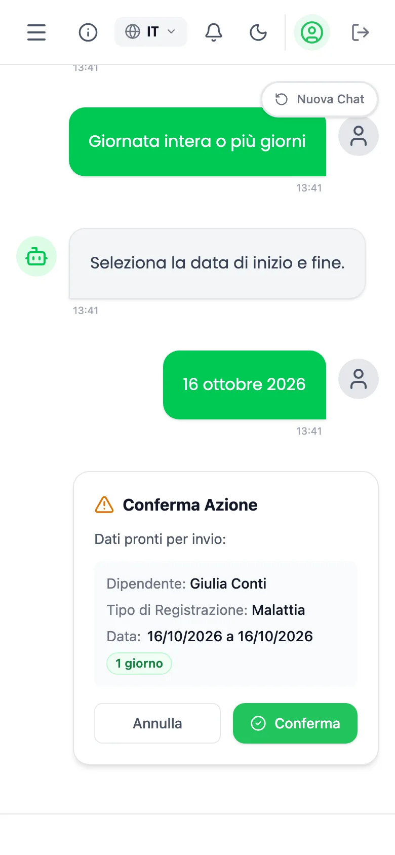 Segnalare un'assenza o uno straordinario