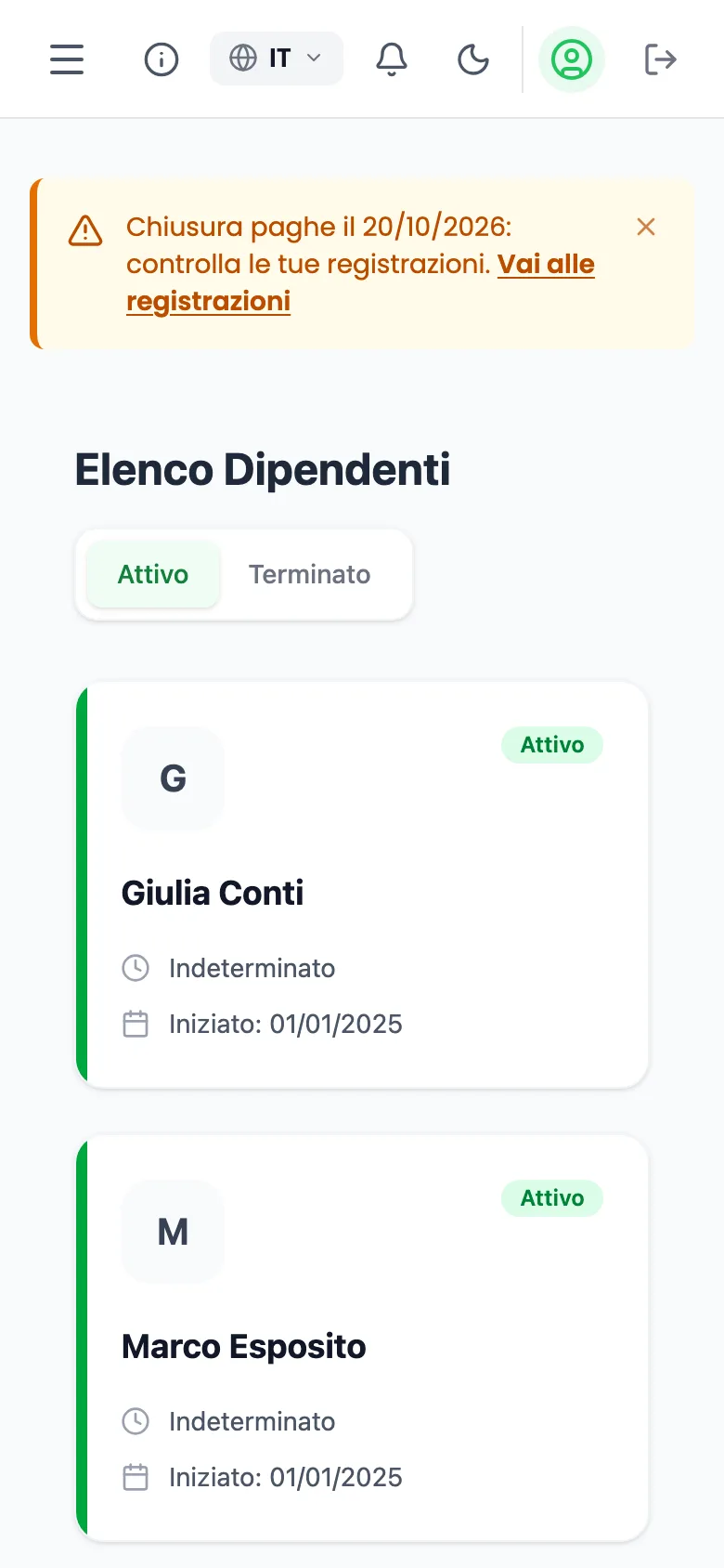 Vedere il personale