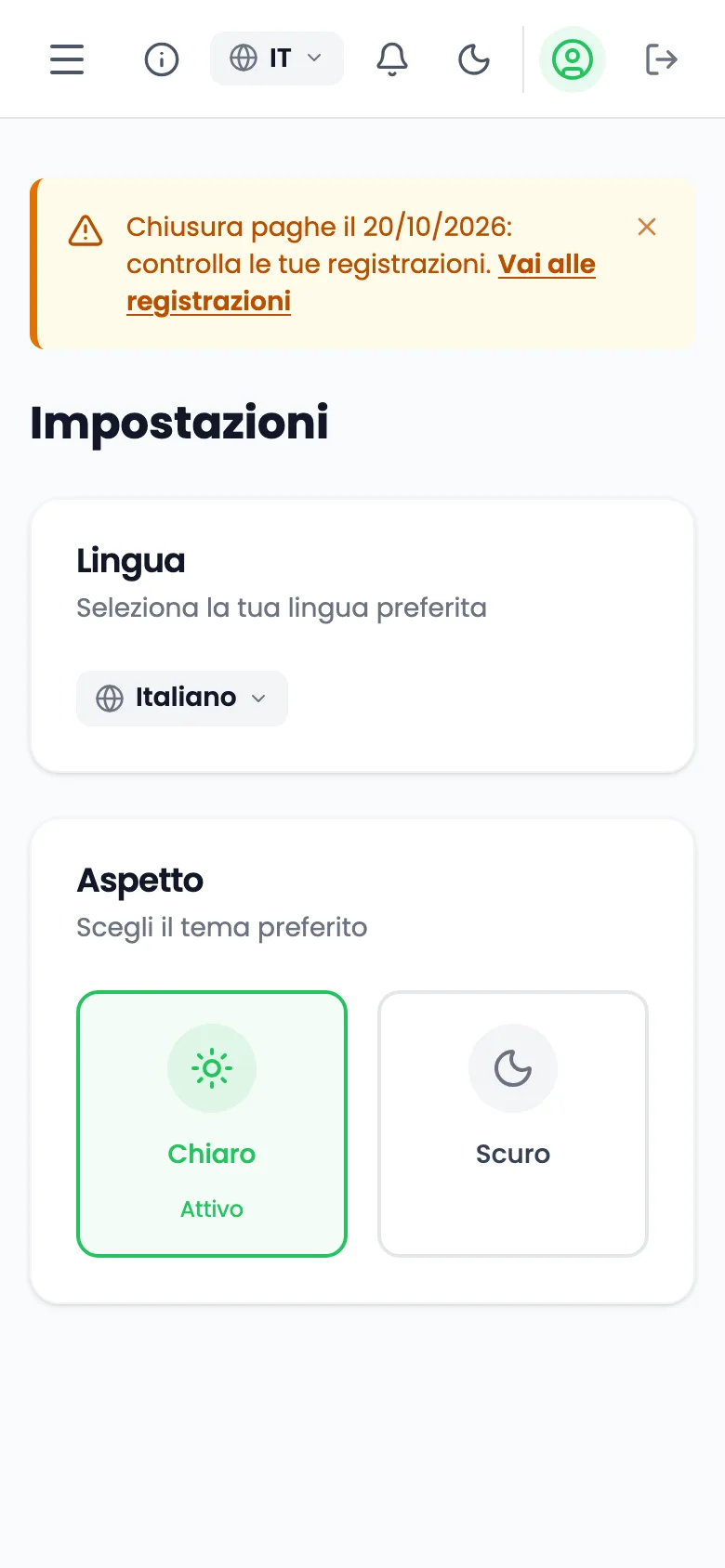 Impostazioni